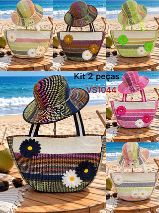 KIT BOLSA DE PRAIA MISS BELA - O KIT ACOMPANHA BOLSA E CHAPÉU.