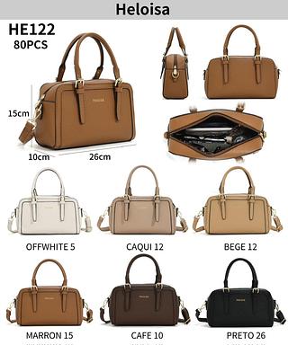 BOLSA ESTILO BAÚ EM COURINO SINTÉTICO - MODELO COM ALÇA DE MÃO E ALÇA TRANSVERSAL REMOVÍVEL.