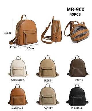 MOCHILA SOCIAL EM COURINO SINTÉTICO - MODELO C/ DUAS DIVISÓRIAS.