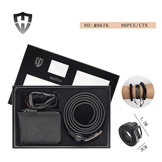 kit masculino com carteira, pulseiras e cinto