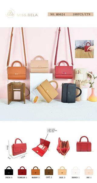 KIT 3 PEÇAS BOLSA/CARTEIRA MISS BELA ( CORES VARIADAS )