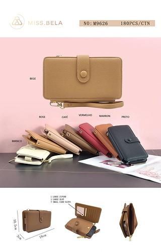 KIT 3 PEÇAS CARTEIRA PORTA CELULAR - MODELO EM COURINO SINTÉTICO ( CORES VARIADAS )