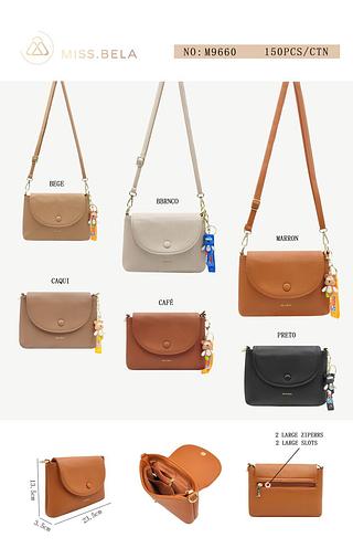 KIT 3 PEÇAS DE BOLSA MISS BELA - CORES VARIADAS