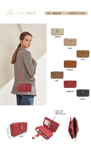 KIT 3 PEÇAS CARTEIRA/BOLSA MISS BELA - MODELO COM ALÇA REMOVÍVEL. - ( CORES VARIADAS )