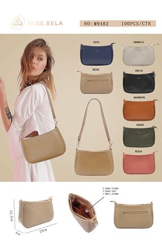 BOLSA MISS BELA — MODELO EM COURINO SINTÉTICO C/ ALCA REMOVÍVEL E REGULÁVEL.