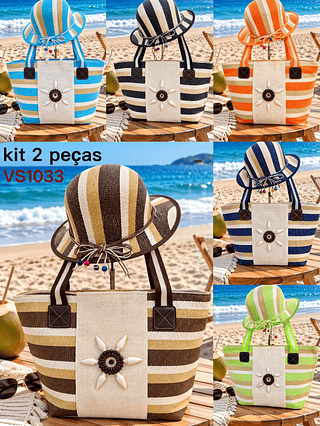 KIT BOLSA DE PRAIA MISS BELA - O KIT ACOMPANHA BOLSA E CHAPÉU.
