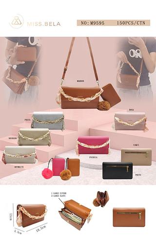 KIT BOLSA E CARTEIRA MISS BELA - MODELO EM COURINO SINTÉTICO