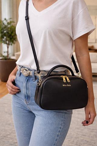 BOLSA BAÚ EM COURINO SINTÉTICO - MODELO C/ DUAS DIVISÓRIAS.