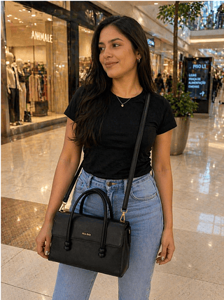 BOLSA BAÚ MISS BELA - MODELO EM COURINO SINTÉTICO, COM ALÇAS DE MÃO E ALÇA TRANSVERSAL REMOVÍVEL.