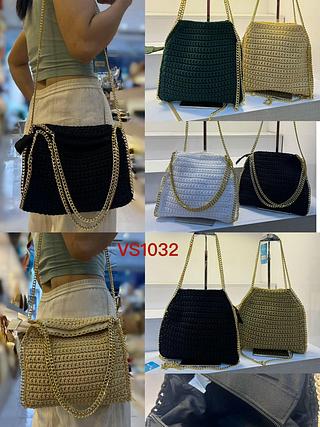 BOLSA DE CROCHÊ/MACRAMÊ - MODELO MISS BELA C/ ALÇA DE CORRENTE.
