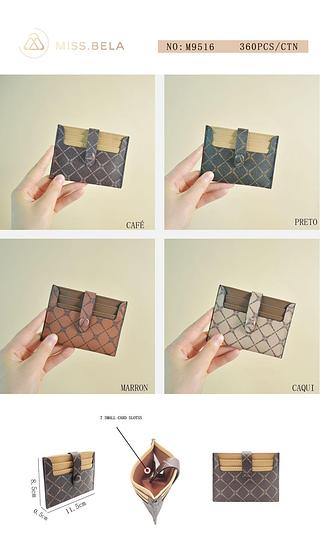 KIT 3 PEÇAS CARTEIRA/PORTA CARTÃO MISS BELA - ( CORES VARIADAS