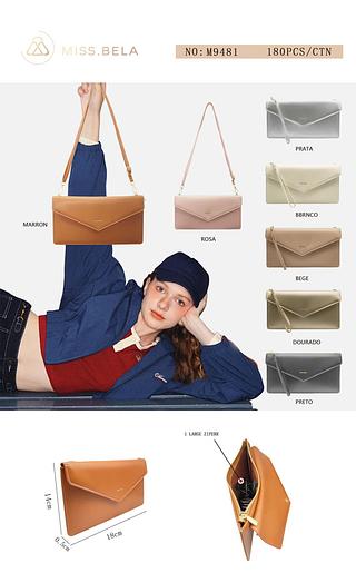 CARTEIRA DE MÃO VIRA BOLSINHA — MODELO MISS BELA EM COURINO SINTÉTICO - KIT COM 3 PCS