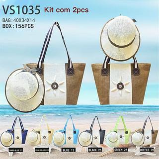 KIT BOLSA DE PRAIA MISS BELA - O KIT ACOMPANHA BOLSA E CHAPÉU.