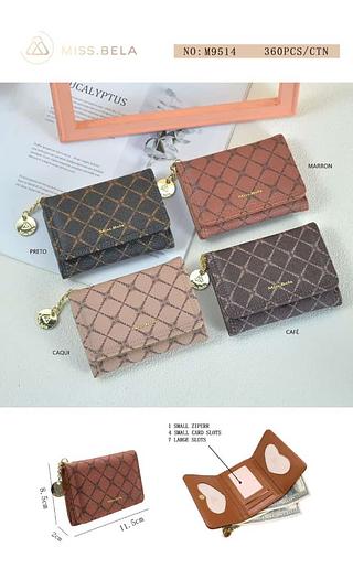 KIT 3 PECAS CARTEIRA MISS BELA - MODELO EM COURINO SINTÉTICO.