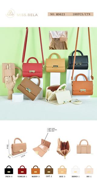 KIT 3 PEÇAS BOLSA/CARTEIRA MISS BELA ( CORES VARIADAS )