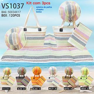 KIT BOLSA DE PRAIA MISS BELA - O KIT ACOMPANHA BOLSA, ESTEIRA E CHAPÉU.