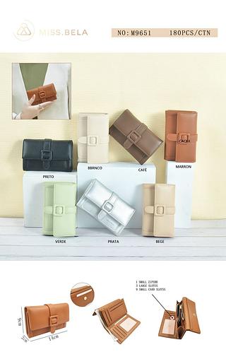 KIT 3 PEÇAS CARTEIRA MISS BELA - ( CORES VARIADAS )