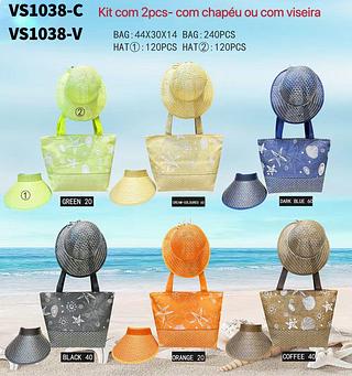 KIT BOLSA DE PRAIA MISS BELA - O KIT ACOMPANHA BOLSA, CHAPÉU OU A VISEIRA.