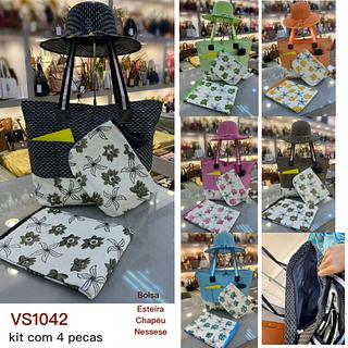 KIT BOLSA DE PRAIA MISS BELA - O KIT ACOMPANHA BOLSA, ESTEIRA, CHAPÉU E NECESSAIRE.