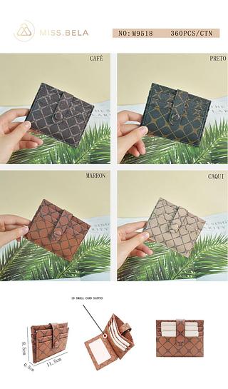 KIT 3 PEÇAS CARTEIRA/PORTA CARTÃO MISS BELA - ( CORES VARIADAS