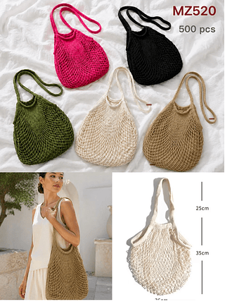 KIT 3 PCS BOLSA DE REDINHA MISS BELA ( CORES VARIADAS )