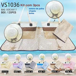 KIT BOLSA DE PRAIA MISS BELA - O KIT ACOMPANHA BOLSA, ESTEIRA E CHAPÉU.
