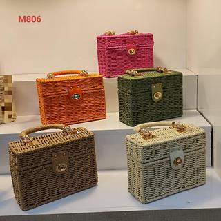 BOLSA DE PALHA ESTILO BAÚ