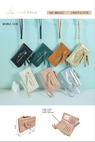 KIT 3 PEÇAS CARTEIRA MISS BELA - MODELO EM COURINO SINTÉTICO ( CORES VARIADAS )