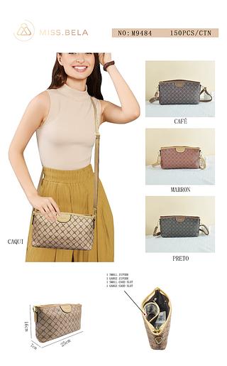 BOLSA MISS BELA — MODELO EM COURINO SINTÉTICO C/ ALCA REMOVÍVEL E REGULÁVEL. - KIT COM 3 PCS