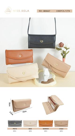 KIT 3 PEÇAS CARTEIRA VIRA BOLSA MISS BELA - ( CORES VARIADAS )