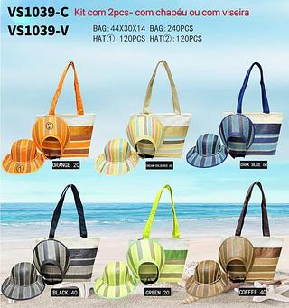KIT BOLSA DE PRAIA MISS BELA - O KIT ACOMPANHA BOLSA, CHAPÉU OU A VISEIRA.
