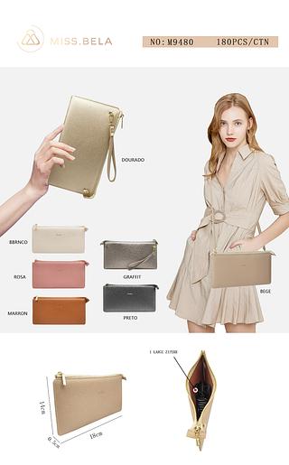 KIT BOLSA MISS BELA — MODELO EM COURINO SINTÉTICO C/ ALCA REMOVÍVEL E REGULÁVEL. (CORES ALEATÓRIAS)