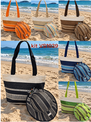 KIT BOLSA DE PRAIA MISS BELA - O KIT ACOMPANHA BOLSA, CHAPÉU OU A VISEIRA.