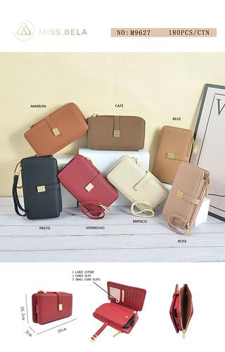 KIT 3 PEÇAS CARTEIRA PORTA CELULAR - MODELO EM COURINO SINTÉTICO ( CORES VARIADAS )