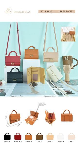 KIT 3 PEÇAS BOLSA/CARTEIRA MISS BELA ( CORES VARIADAS )