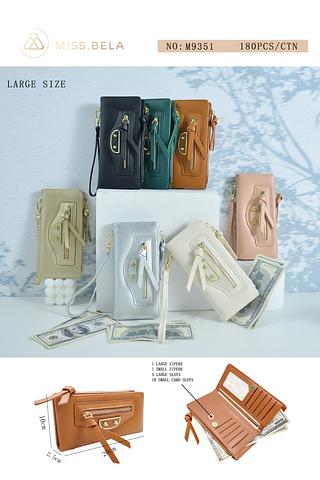 KIT 3 PEÇAS CARTEIRA MISS BELA - MODELO EM COURINO SINTÉTICO ( CORES VARIADAS )