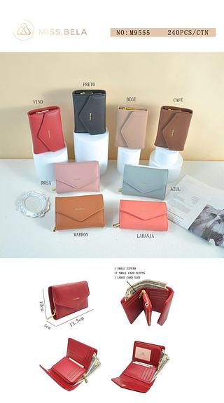 KIT 3 PCS CARTEIRA MISS BELA - ( CORES VARIADAS )