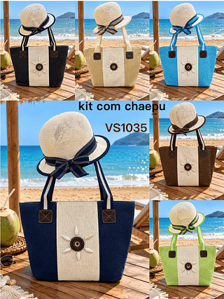 KIT BOLSA DE PRAIA MISS BELA - O KIT ACOMPANHA BOLSA E CHAPÉU.
